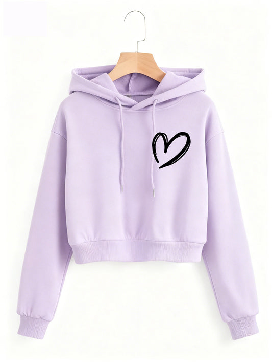 Sweat à capuche polaire imprimé cœur pour l'hiver