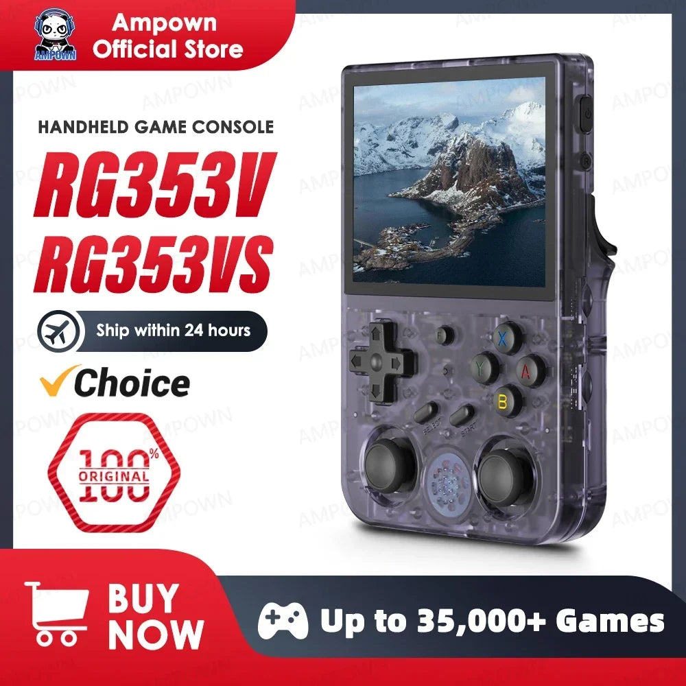 RG353V RG353VS Handheld Gam Console 3.5'' IPS Screen HDMI Output Android Linux OS Built-in Retro Emulator Player Gifts