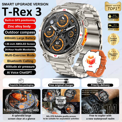 Unisex T-Rex3 GPS Sports Smartwatch – Fitness Tracker Heart Rate Monitor 3ATM Waterproof Smart Watch