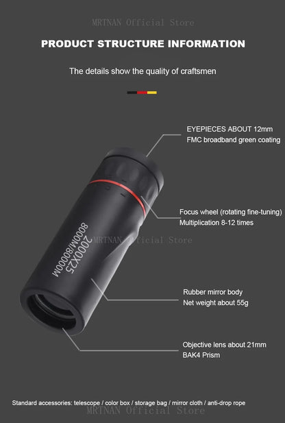Mini tragbares 2000x25 HD Monokular-Teleskop - Handy-Teleskop