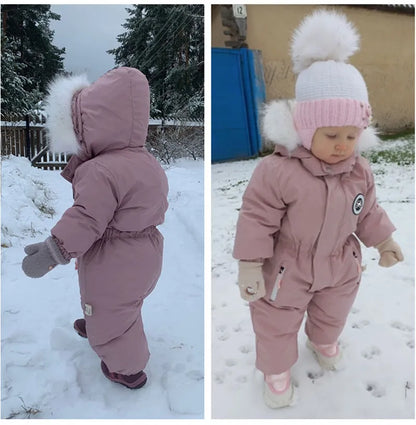 Cozy Winter Hooded Waterproof Jumpsuit for Babies