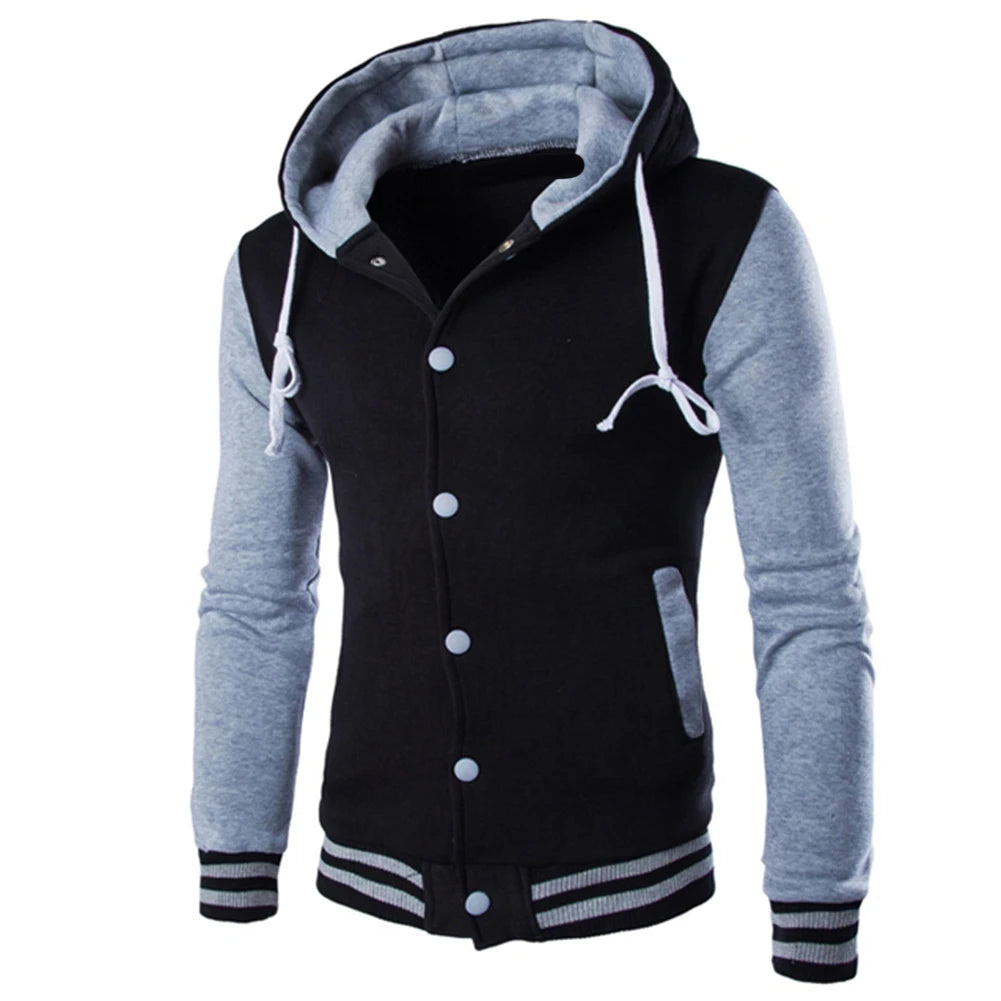 Men's Slim Fit Baseball Hoodie Jacket