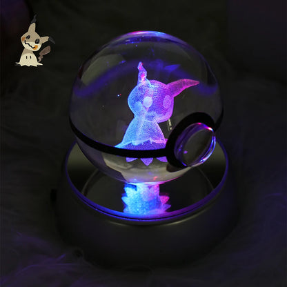 Pokemon 3D Kristallkugel Pikachu - Gengar Mew Mewtwo Figuren Lampensockel Pokeball - 3D Pokemon Glaskugel
