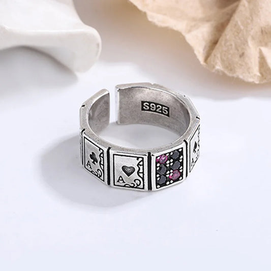 Shiny Crystal Poker Design Ring