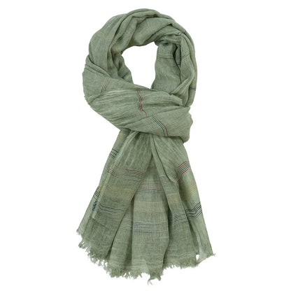 Yarn-Dyed Striped Cotton Linen Men's Scarf