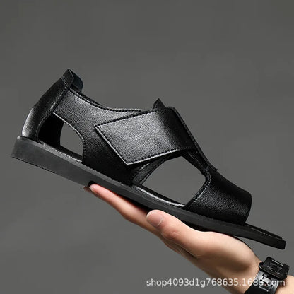Beach Sandals - Men Leather Hollow-out Open toe Shoes