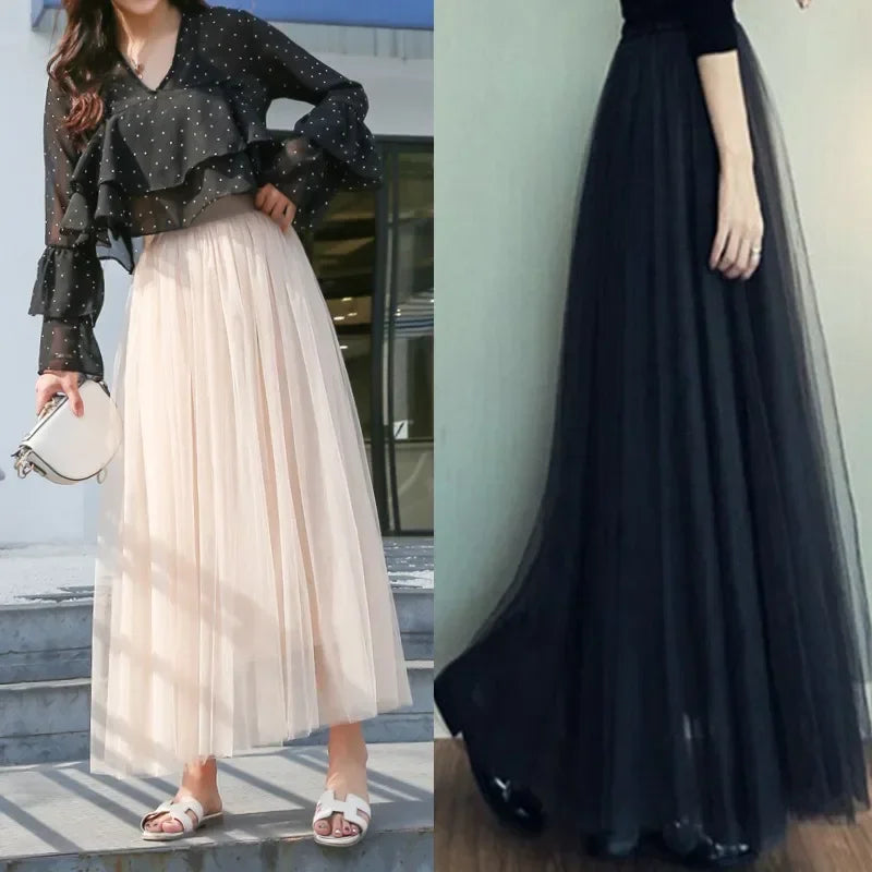 Women's High Waisted Long Skirt