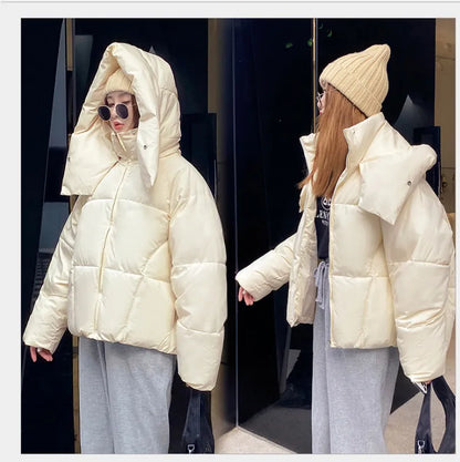 Korean Fluffy Hooded Breadwar Down Jacket