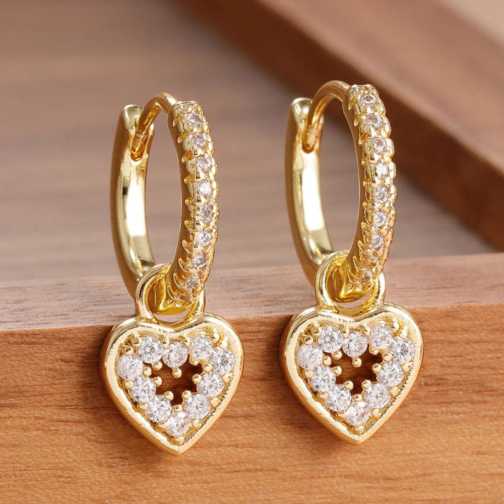 Herzförmige Ohrhänger mit farbigen Zirkonia für Damen