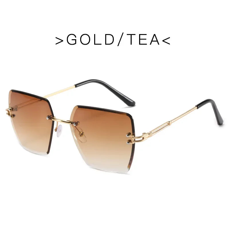 Women's Retro Summer Oversized Rimless Sunglasses