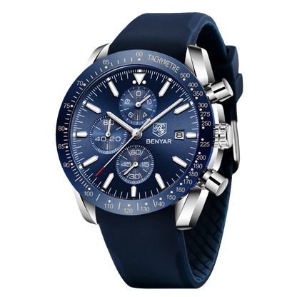 Montre chronographe à quartz pour homme – Montre-bracelet analogique étanche avec bracelet en cuir