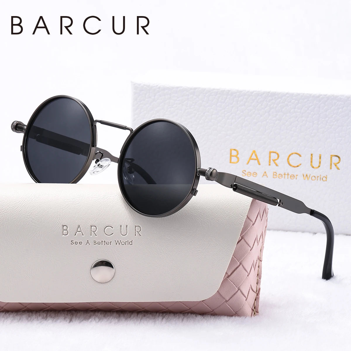 Unisex Steampunk UV400 Retro Round Sunglasses