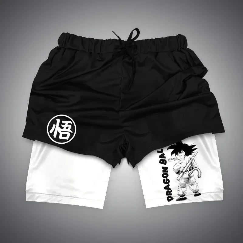 Dragon Ball & One Piece Anime Print Gym Shorts