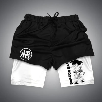 Dragon Ball & One Piece Anime Print Gym Shorts