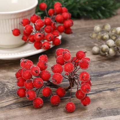 100/20Pcs Artificial Frosted Holly Berries for DIY