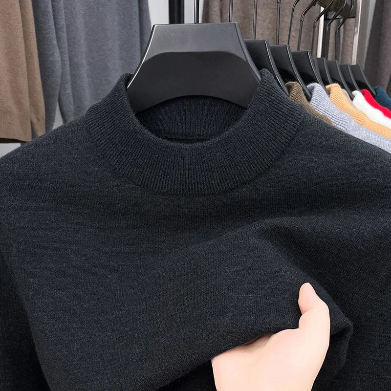 Knitwear Sweater Autumn/Winter Mock Neck  Pullovers Casual Mens Clothing