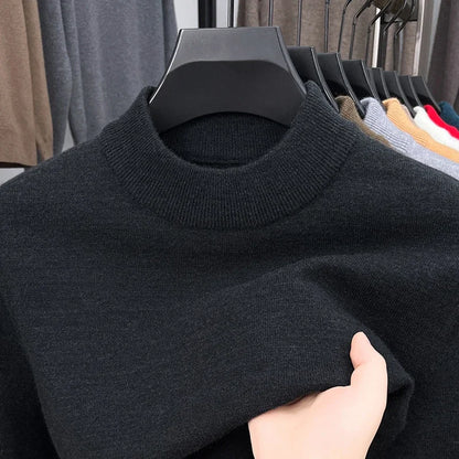 Knitwear Sweater Autumn/Winter Mock Neck  Pullovers Casual Mens Clothing