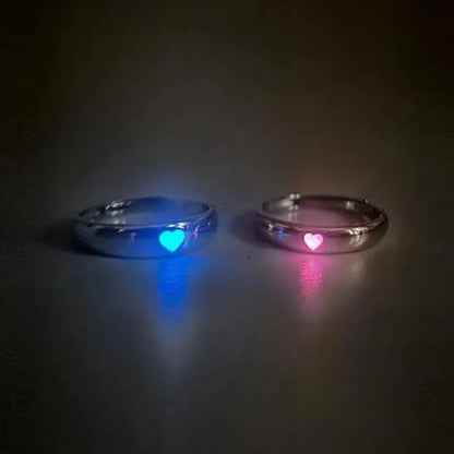 Heart Luminous Glowing Heart Gaming Couple Rings