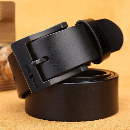 Ceinture à boucle en cuir véritable pour hommes