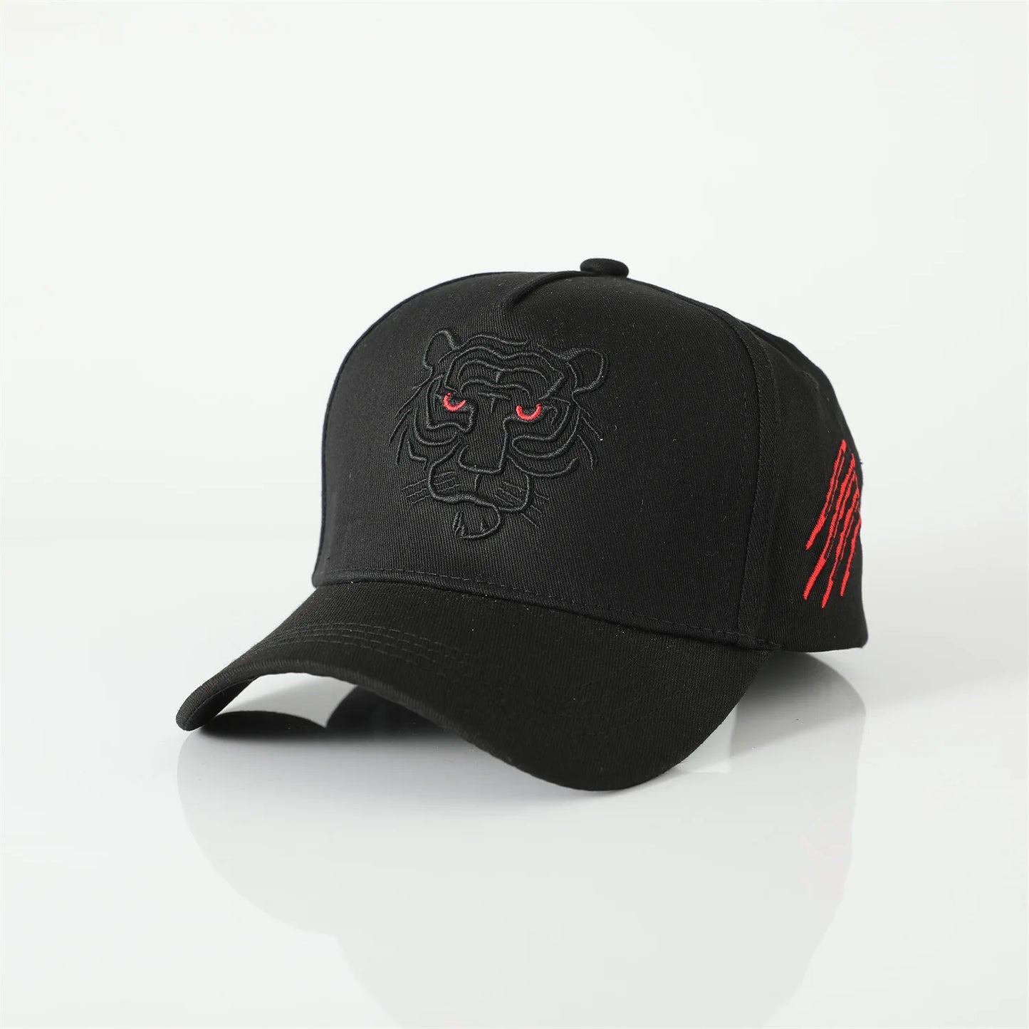 Baseballkappe mit Tigerstickerei – Unisex-Baumwoll-Snapback-Kappe