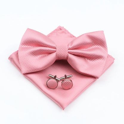 Men's Formal Pocket Square Cufflinks Polyester Bowtie