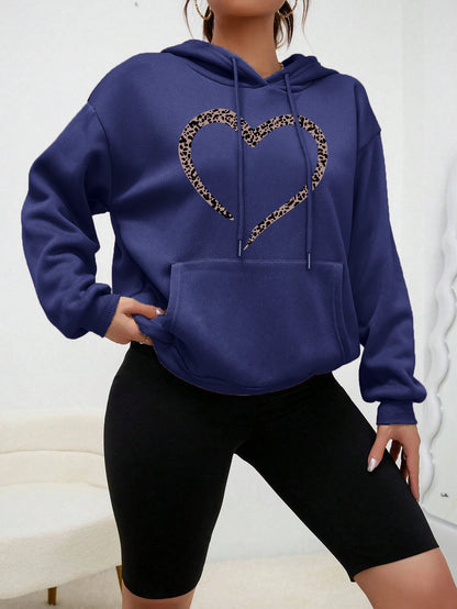 Women's Loose Heart Print Hip Hop Hoodie