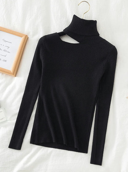 Lace Ruffle Turtleneck Sweater for Women's