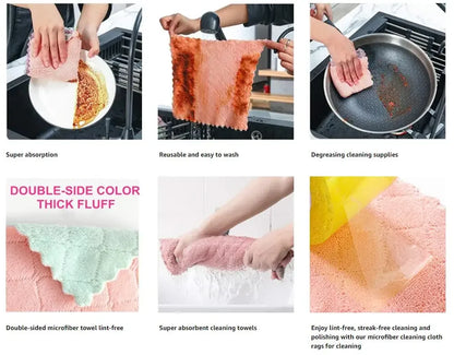 Fast-Drying Coral Velvet Kitchen Towels