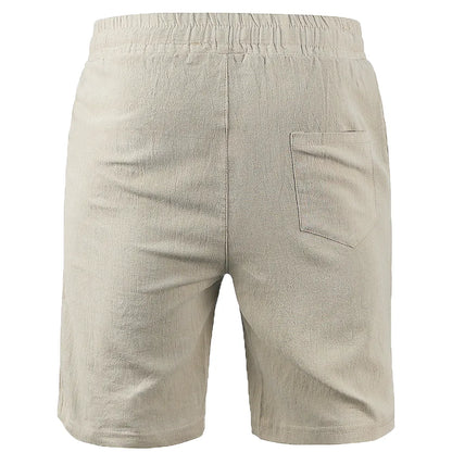 Breathable Solid Color Cotton Linen Streetwear Shorts