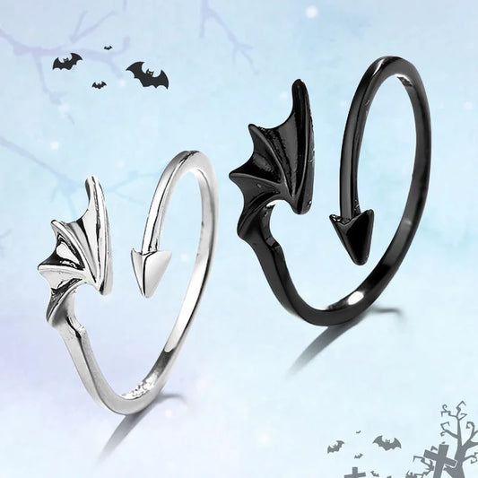 Unisex Angel & Demon Wings Gothic Ring—Punk Open Adjustable Handmade Ring