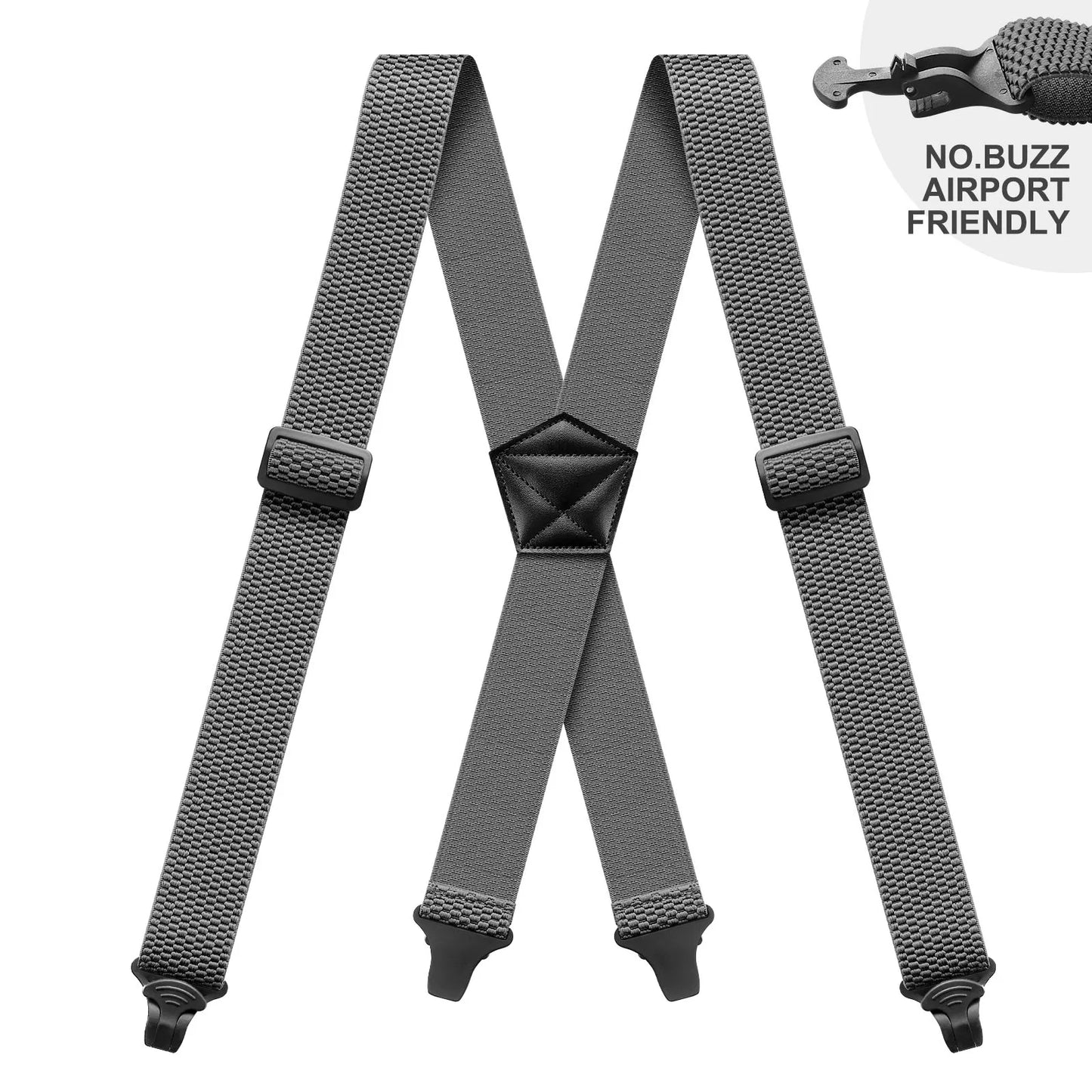 Heavy Duty Men’s Suspenders 3.8cm Wide X-Back Work Braces with 4 Strong Plastic Gripper Clasps – Adjustable Elastic Trouser Suspenders