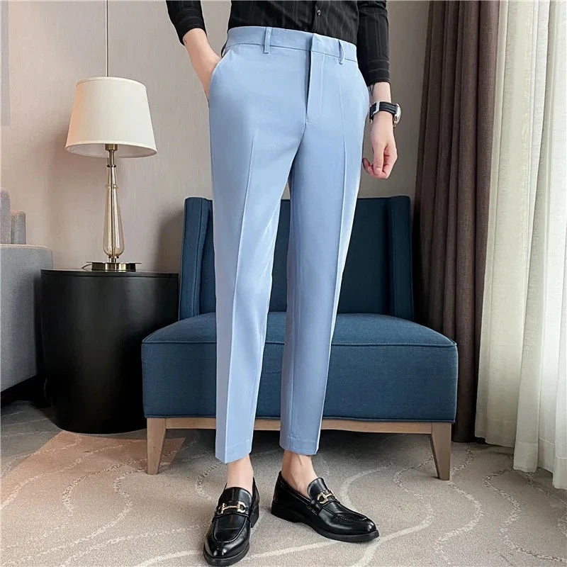 Men's High Waist Slim Fit Suit Pants