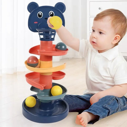 2-7-lagiger Gleis-Rollball-Stapelturm, frühpädagogisches Spielzeug für Babys