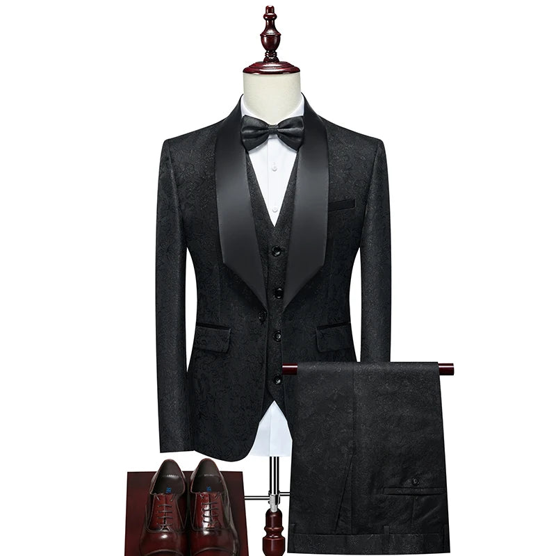 Men's Floral Three-Piece Evening Wedding Guest Dresses