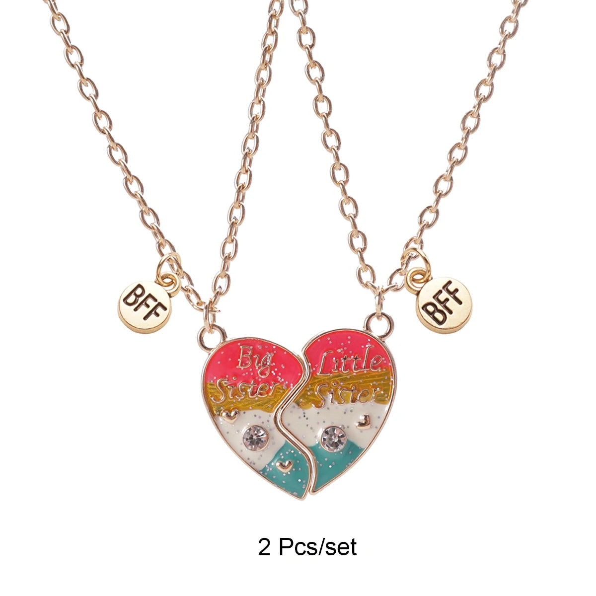 2 herzförmige Magnet-Panda-Halsketten