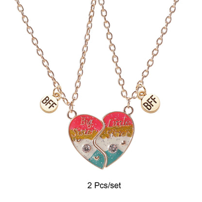 2 herzförmige Magnet-Panda-Halsketten