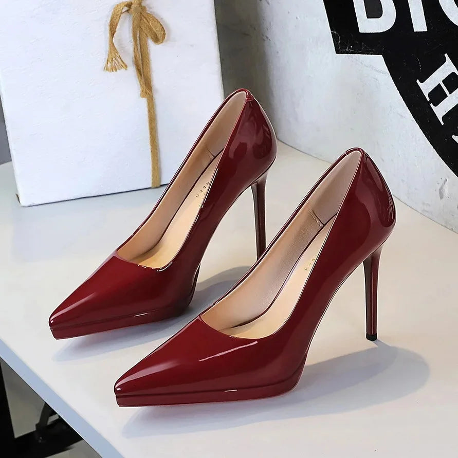 Women's High Stiletto Heels – Patent Leather Pointed Toe Party Pumps