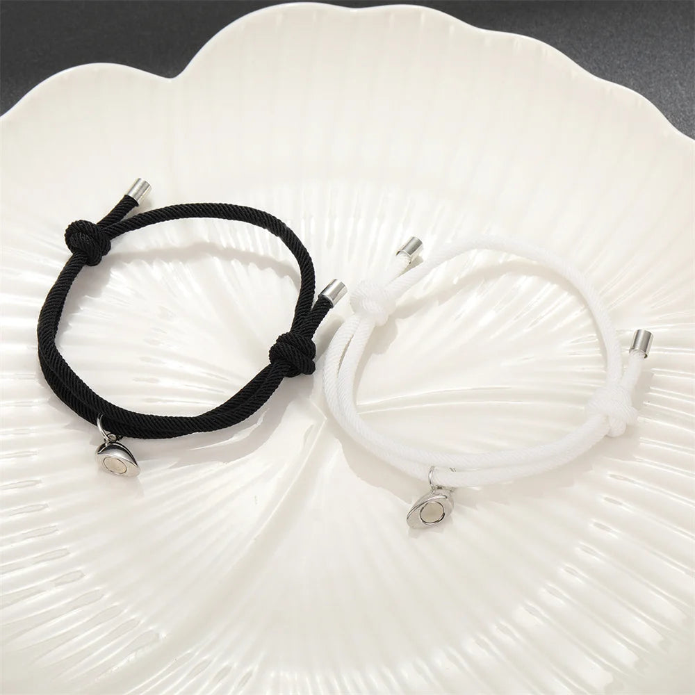 Paar-Armband – schlichter Liebesherz-Schwarz-Weiß-Armband-Schmuck