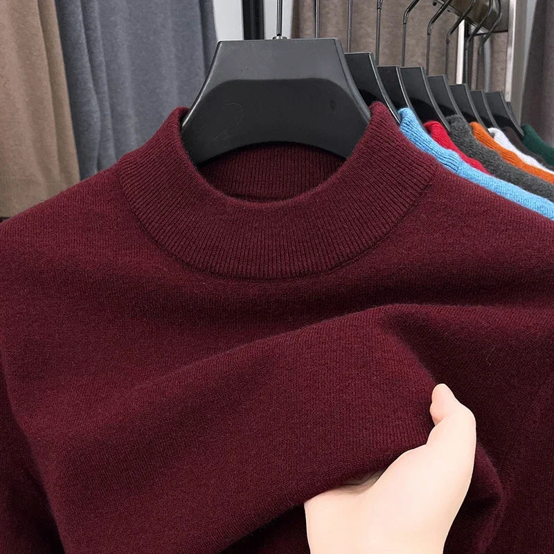 Knitwear Sweater Autumn/Winter Mock Neck  Pullovers Casual Mens Clothing