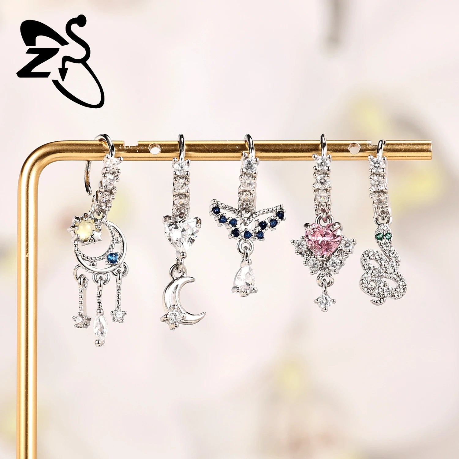 Hochwertige baumelnde Nasenringe mit CZ-Herzen für Frauen