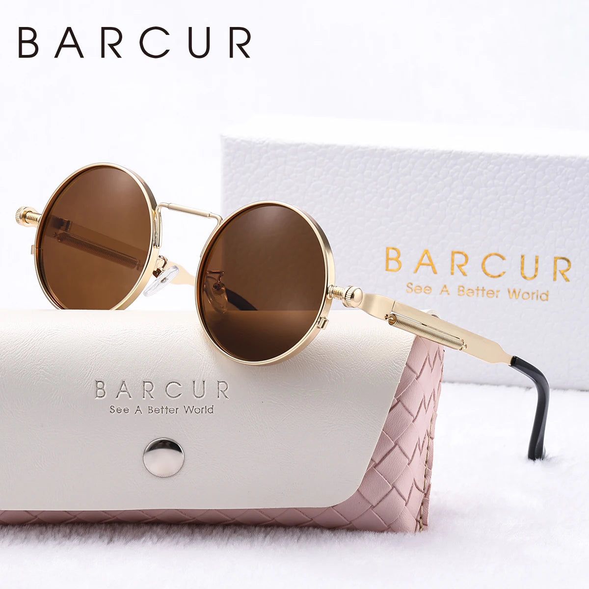 Unisex Steampunk UV400 Retro Round Sunglasses