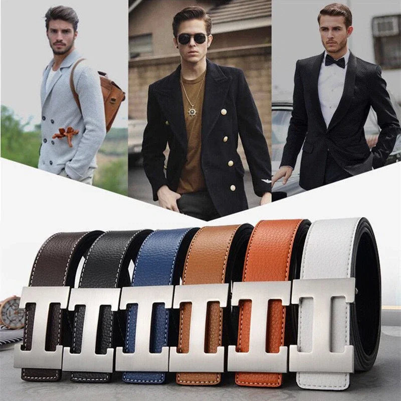 Men's Lightwieght Metal Smooth Genuine Leather Belts