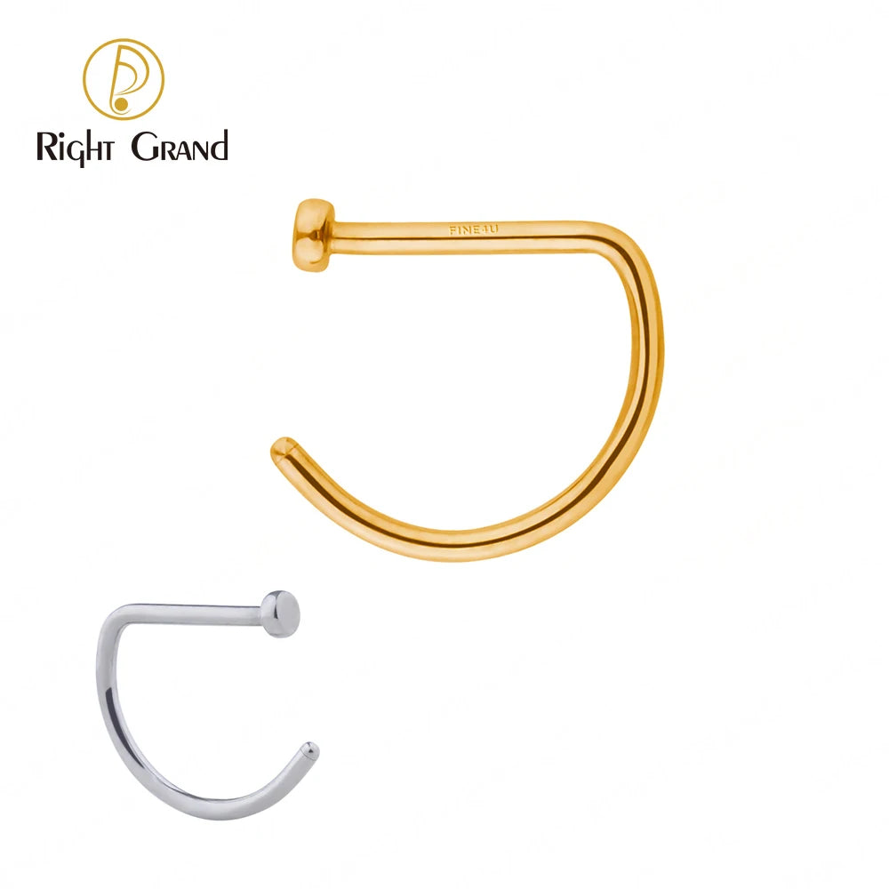 5PCS 20G Titanium Open D Shape Nose Ring Hoop