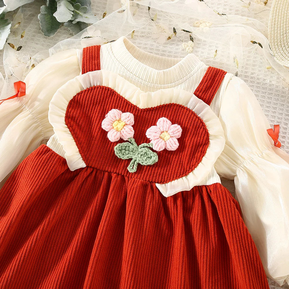 Newborn Baby Girls Long Sleeve Polo Collar Coat with High Collar Dress