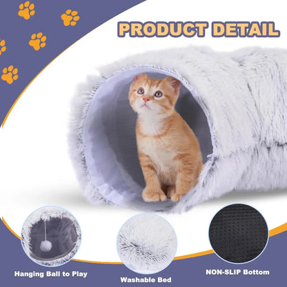 Multifunktionales Plüsch-Donut-Tunnel-Katzenbett 