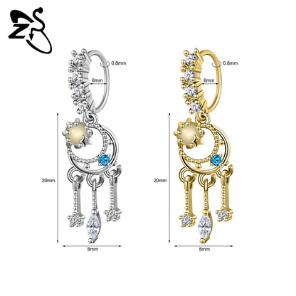 Hochwertige baumelnde Nasenringe mit CZ-Herzen für Frauen