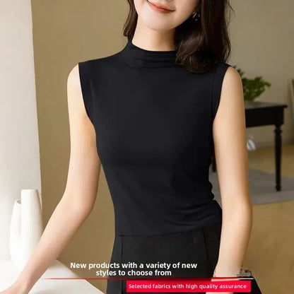 Women's Sleeveless Turtleneck Top - Slim Fit Mock Neck Tank Top