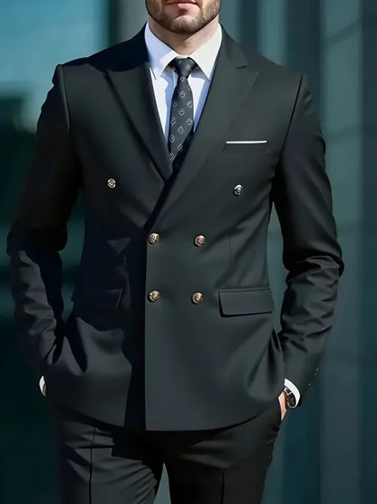 Men Classical Korean Style 2 Pcs Suit Set