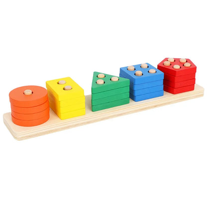 Montessori Holzsortier-Stapelspielzeug-Puzzle für Kleinkinder