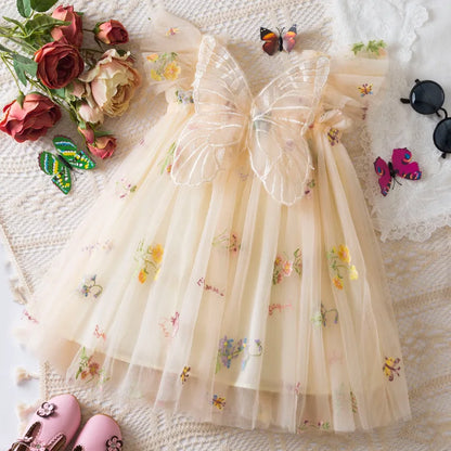 Feen-Trägerkleid aus besticktem Schmetterlingsnetz
